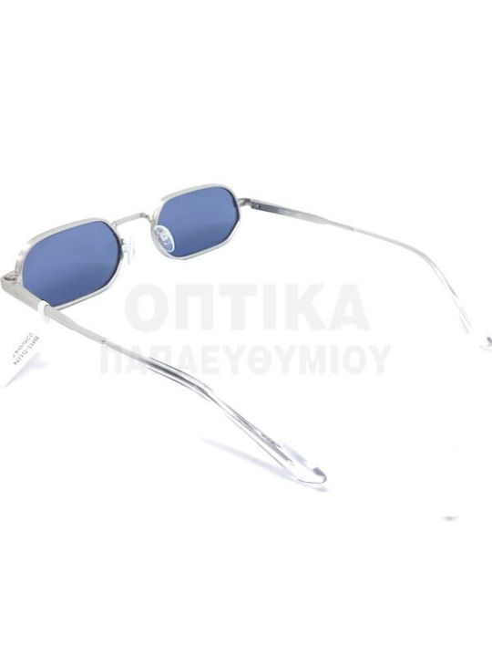 The Glass of Brixton Unisex Sonnenbrille mit Silber Metall Gestell und Blau Linse