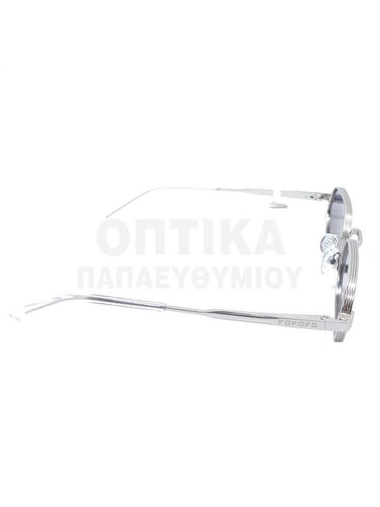 The Glass of Brixton Unisex Sonnenbrille mit Silber Metall Gestell und Blau Linse