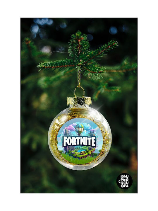 Fortnite Land Christmas Hanging Ball Ornament Plastic Transparent With Gold Dust With Beads Transparent