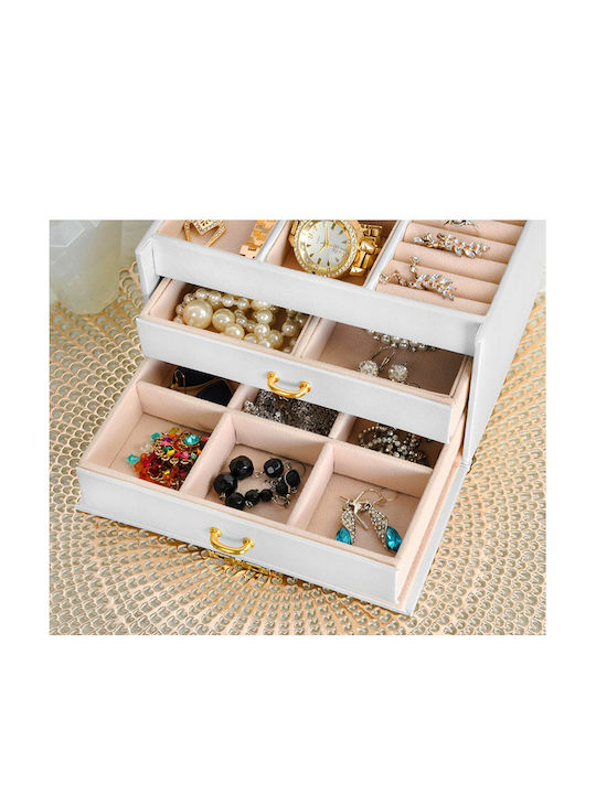 Jewellery Box Made of Faux Leather with White Mirror 17.5x13.8x13.5cm
