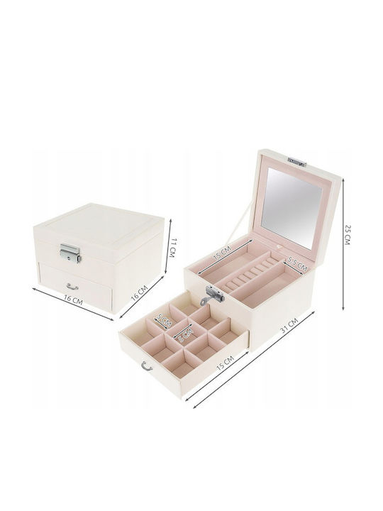 Jewellery Box with Mirror White 16x16x11cm