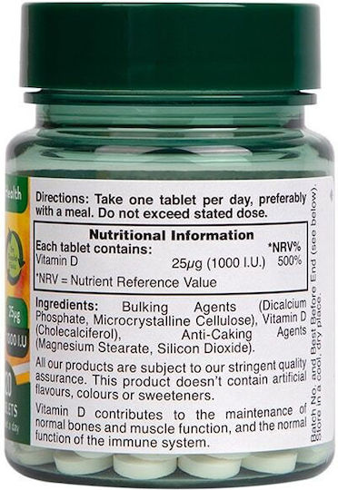 Holland & Barrett Vitamin D Βιταμίνη D3 1000iu 120 Ταμπλέτες