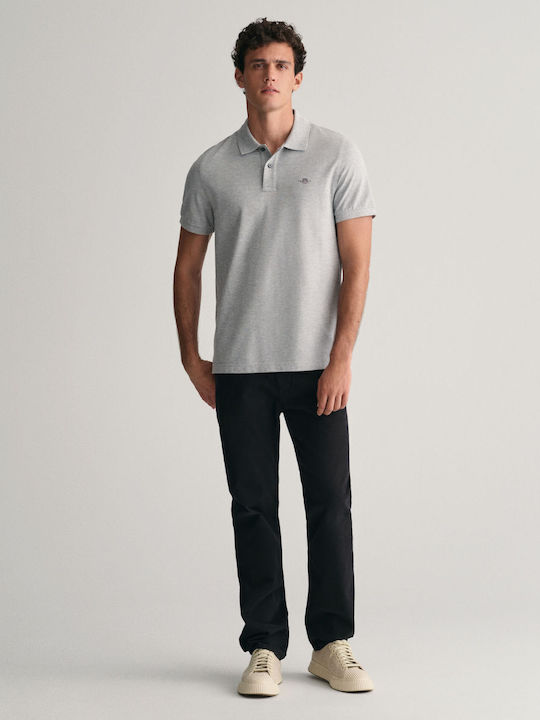 Shield Pique Polo Short Sleeve Blouse Grey Melange