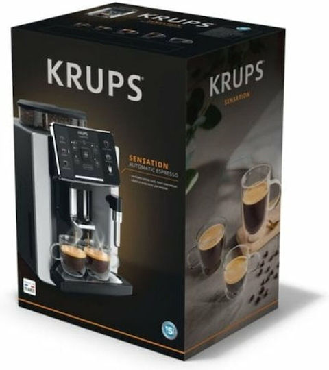 Krups Sensation Automatic Espresso Coffee Machine 1450W Pressure 15bar with Grinding Burrs Black EA910A10