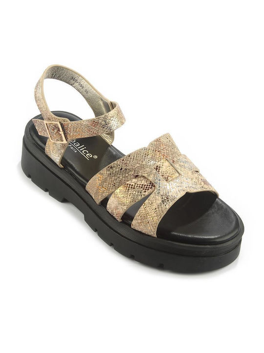 Sandal with Wide Joined Straps Fshoes 100/398.24 Fshoes Snake