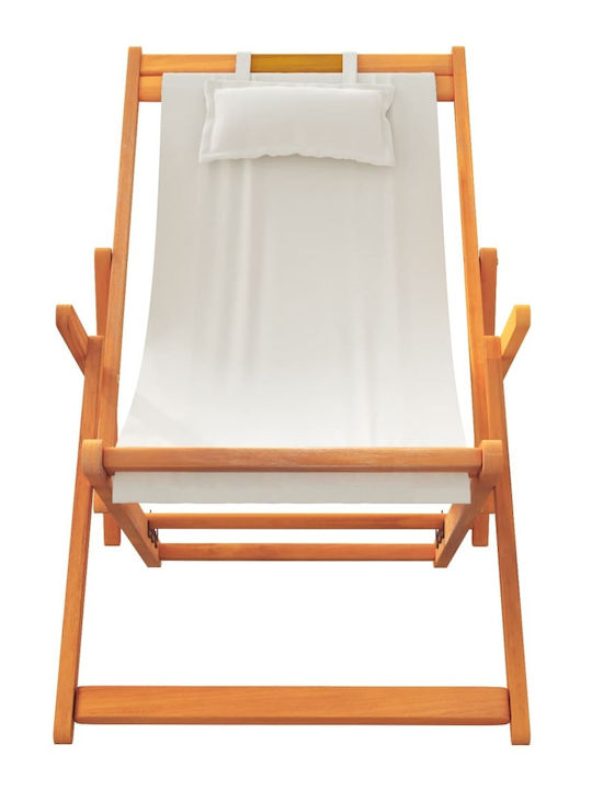 Deckchairs Wooden with Beige Fabric 2pcs 60x112x81cm