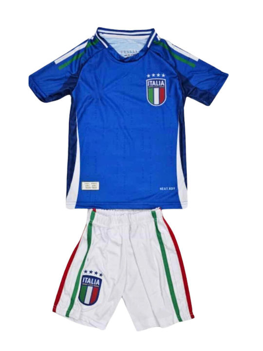 Kids' Italy National Home Soccer Kit Euro2024 Balón De Oro Blue Unisex Fj78