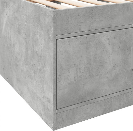 Pat pentru Copii Single cu Spațiu de Depozitare Gri pentru Saltea 100x200cm
