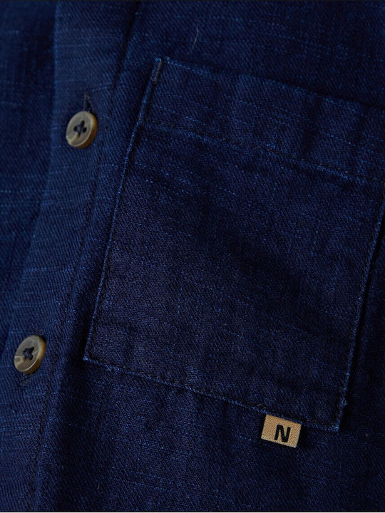 Kinder Hemd Kurzarm Denim Dunkelblau