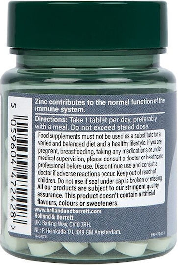 Holland & Barrett Zinc 15mg 60 tabs