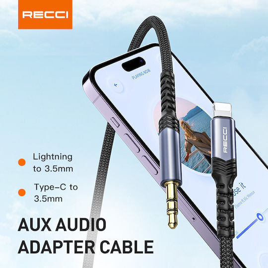 Recci Geflochten USB-C zu Lightning Kabel Schwarz 1m