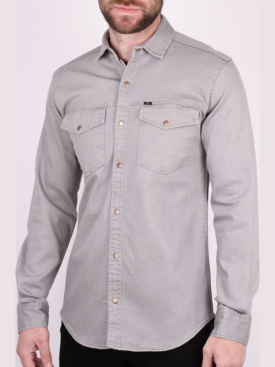 Long-sleeved Denim Shirt Gray