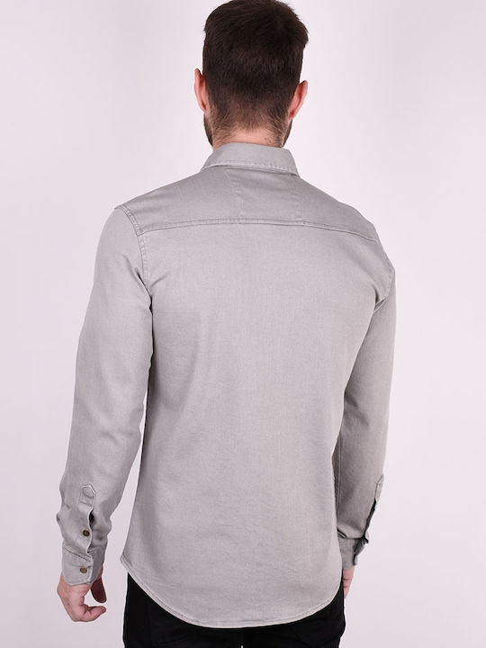 Long-sleeved Denim Shirt Gray