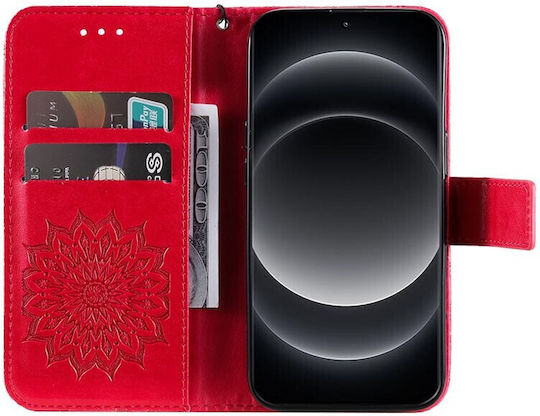 Embossed Sunflower Wallet Red (Xiaomi 14 Ultra)