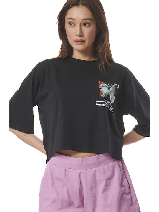 Γυναικείο Crop T-shirt Μαύρο