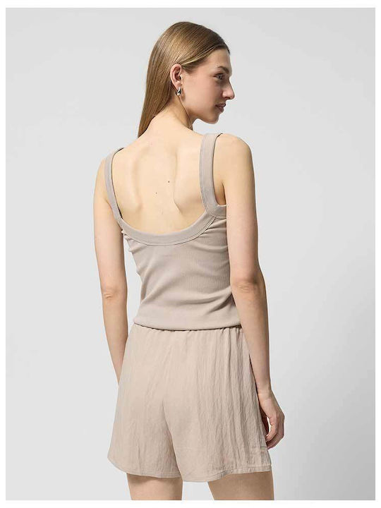 Outhorn Damen Bluse Baumwolle Ärmellos Beige