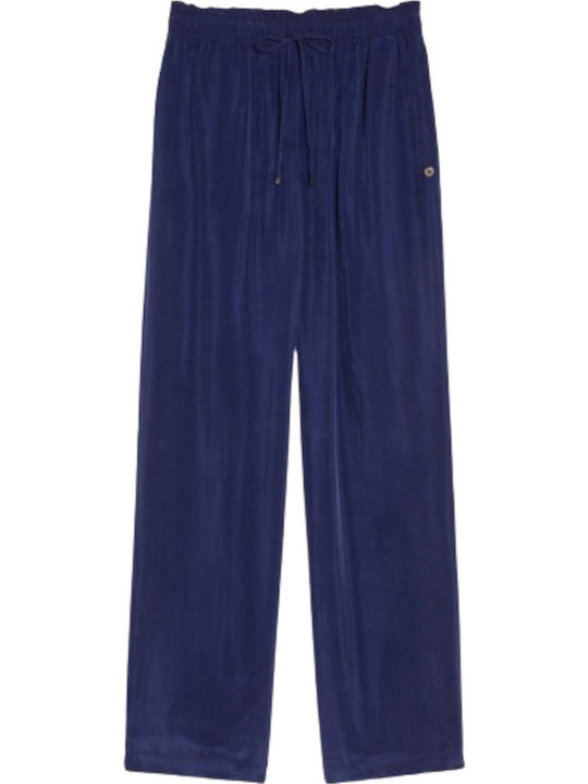 Women's Fabric Trousers Loose Fit Dark Blue