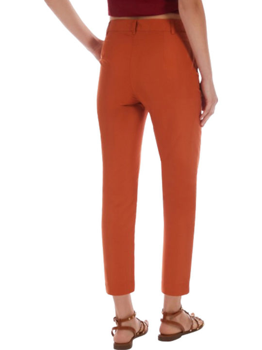 Women's Fabric Trousers in Slim Fit Orange