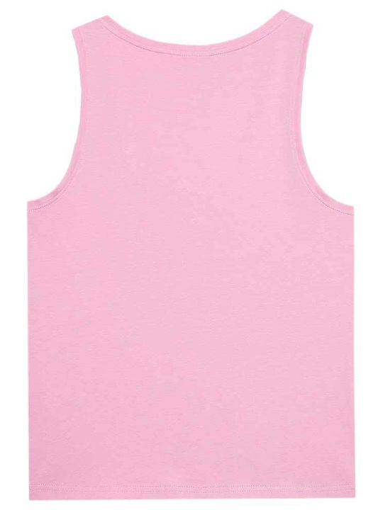 4F Damen Bluse Baumwolle Ärmellos Rosa