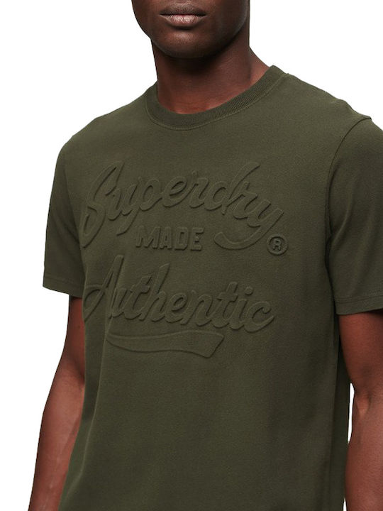 Superdry D3 Ovin Embossed Tricou Verde măsliniu