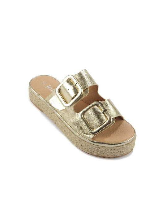 Fshoes Women's Flat Sandals Flatforms in Gold Color