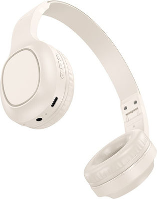 Hoco Charm W46 Ασύρματα Bluetooth Over Ear Hi-Fi Ακουστικά με 20 ώρες Λειτουργίας Milky White