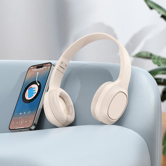 Hoco Charm W46 Bluetooth Wireless Over Ear Headphones with 20 hours of Operation Milky White