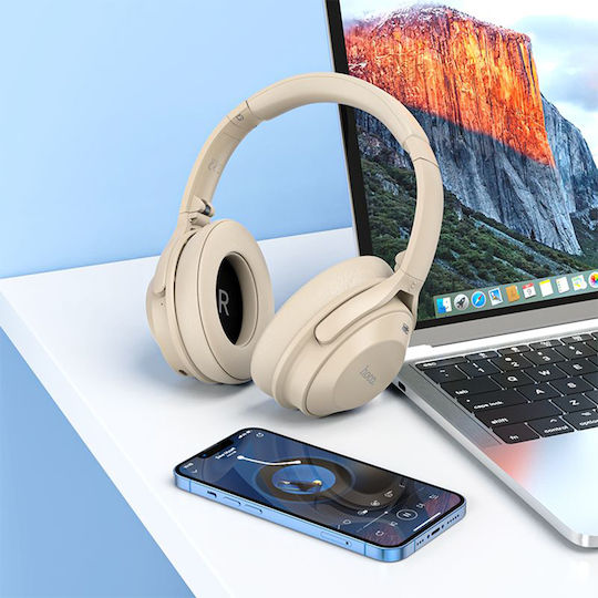 Hoco W37 Ασύρματα / Ενσύρματα Over Ear Ακουστικά με 46 ώρες Λειτουργίας Χρυσά