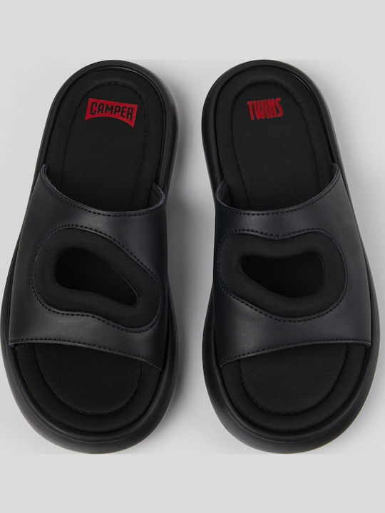 Twins Leather Women's Flat Sandals in Black Color