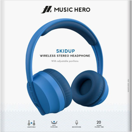 SBS Music Hero Skidup Fără fir Bluetooth On Ear Căști cu 20 ore de Funcționare Albastre