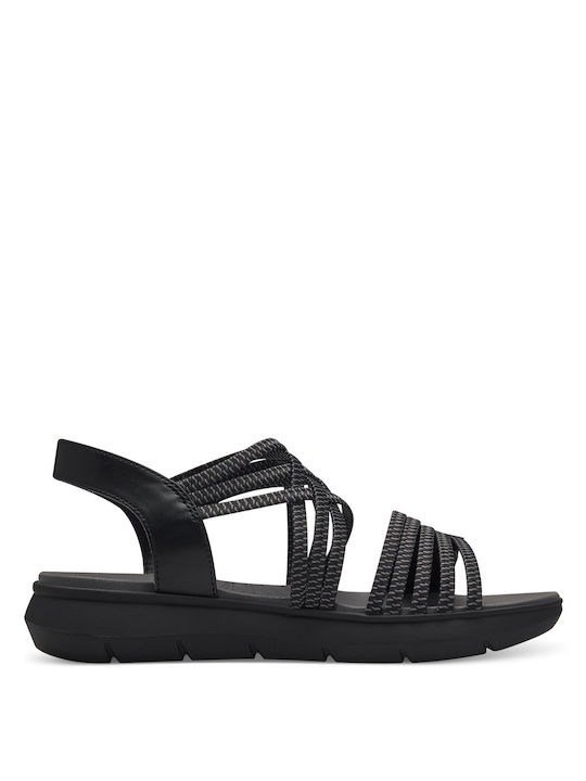 Jana Damen Flache Sandalen Flatforms in Schwarz Farbe