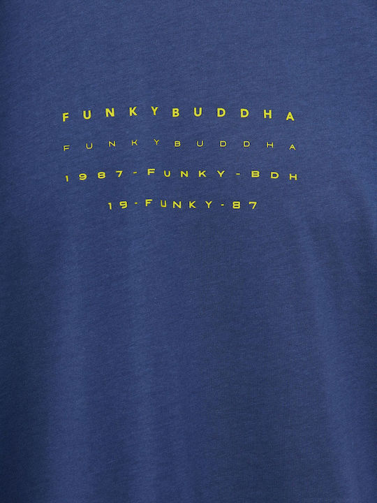 Funky Buddha Herren T-Shirt Kurzarm Indigo