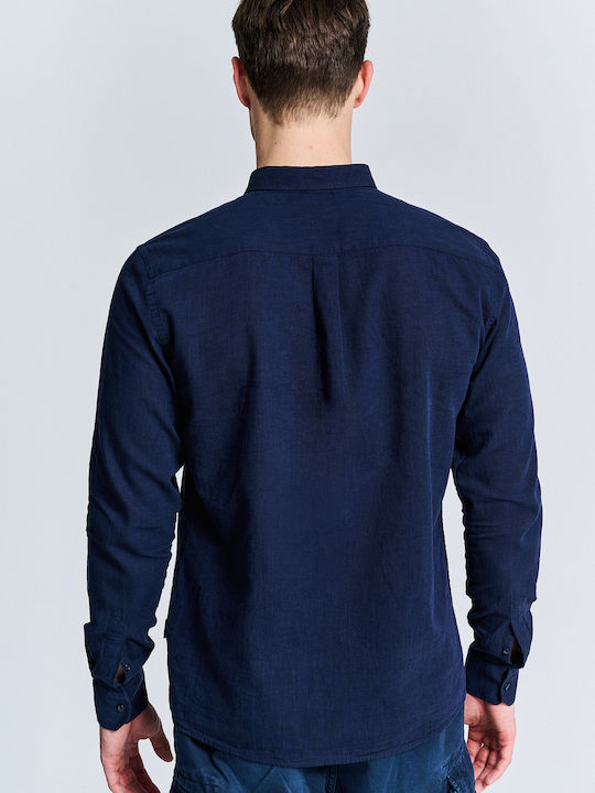 Hummel Long Sleeve Linen Shirt Blue Navy