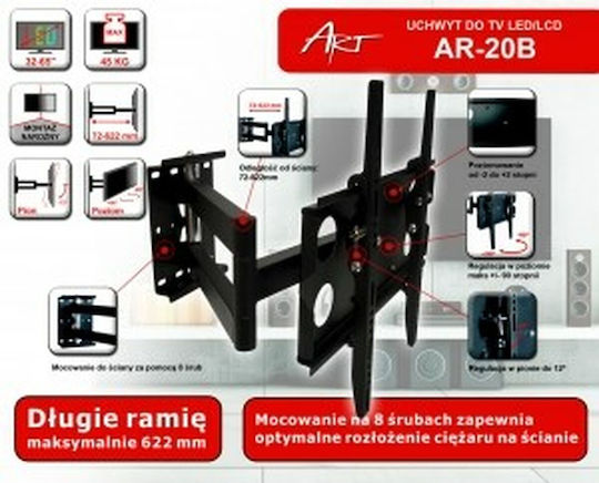 Art AR-20B Suport TV de perete cu braț până la 55" și 45kg