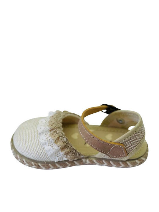 Kids Espradrilles with Adjustable Metal Clasp Beige