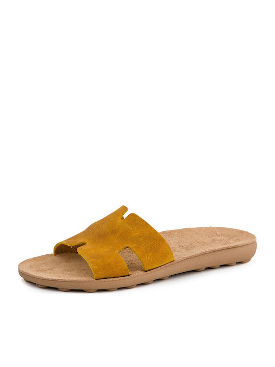 Violeta Leather Women's Flat Sandals Taupe