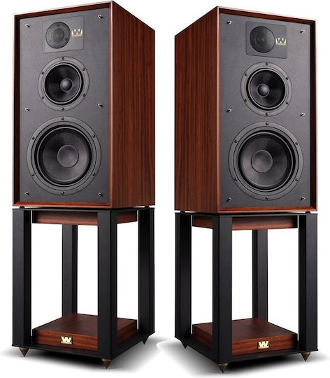 Wharfedale Linton with Stand S019.31660 Pair of Hi-Fi Speakers Floor 200W 3 No of Drivers W30xD36xH56.5cm. Red / Mahogany