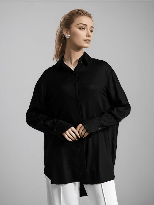 Noobass Langärmelig Damen Hemd Black