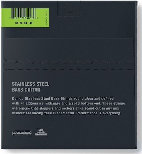 Dunlop Satz Rostfreier Stahl Saiten für Bass 50 - 110"