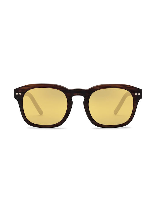 Volcom Earth Tripper Sunglasses with Brown Tartaruga Plastic Frame and Yellow Lens VE03706137-BRN