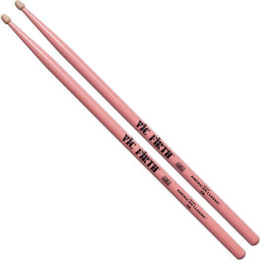 Vic Firth Hickory Μπαγκέτες Ντραμς American Classic 5A με Σχήμα Μύτης Drop σε Ροζ Χρώμα