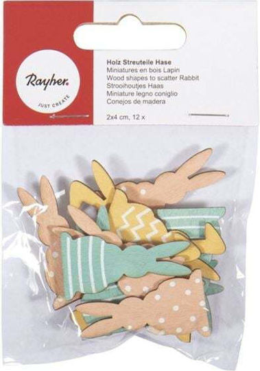 Rayher Πασχαλινός Λαγός Ξύλινος Κίτρινος 2x4εκ. Σετ 12τμχ