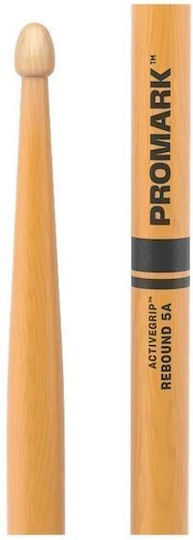 Promark Hickory Bețe Tobe Rebound ActiveGrip Clear 5A cu Vârf de Formă Ghindă