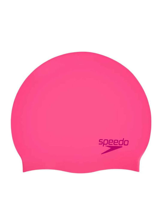 Speedo Plain Moulded Silicone Kids Swimming Cap Pink