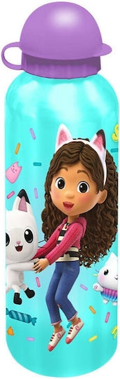 Kids Licensing Gabby's Dollhouse Kids Water Bottle Aluminium Non Spill 500ml (Various Designs/Colours)