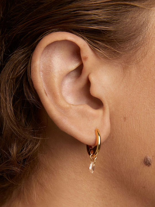 P D Paola Earrings Hoops made of Silver Gold Plated with Stones