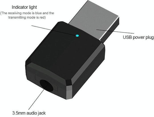 USB Bluetooth 5.0 Adapter με Εμβέλεια 10m Μπλε