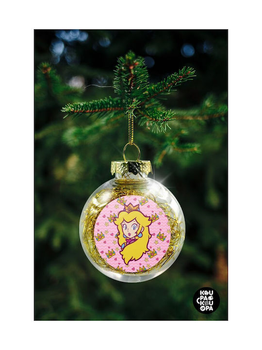 Princess Peach Christmas Hanging Ball Ornament Plastic Transparent With Gold Dust With Beads Transparent