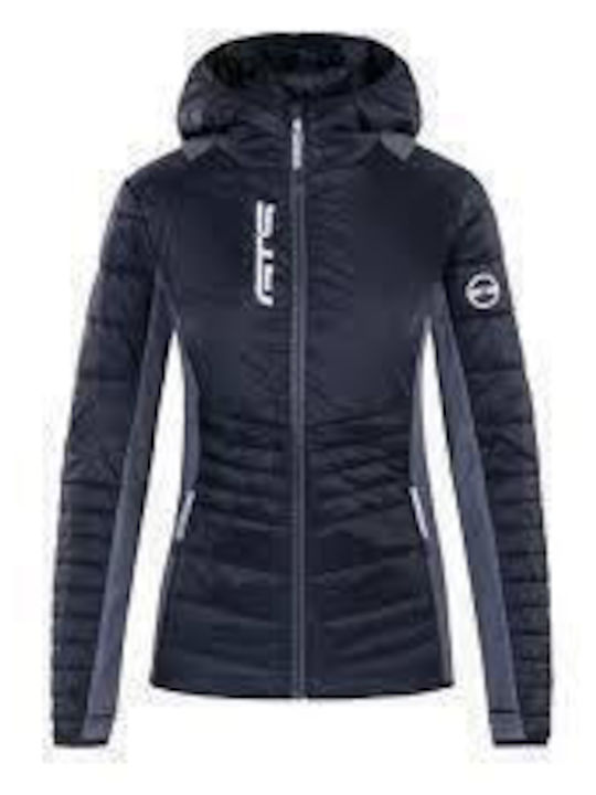 Κοντό Γυναικείο Puffer Μπουφάν για Χειμώνα Navy Blue