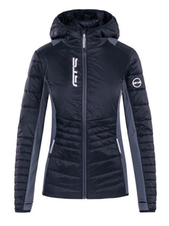 Κοντό Γυναικείο Puffer Μπουφάν για Χειμώνα Navy Blue